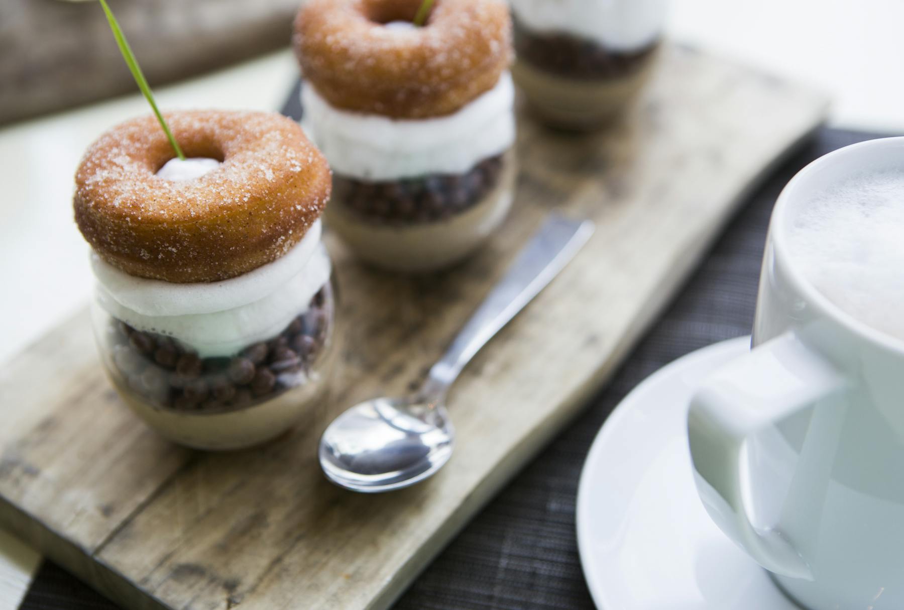 donut dessert glasses in a table